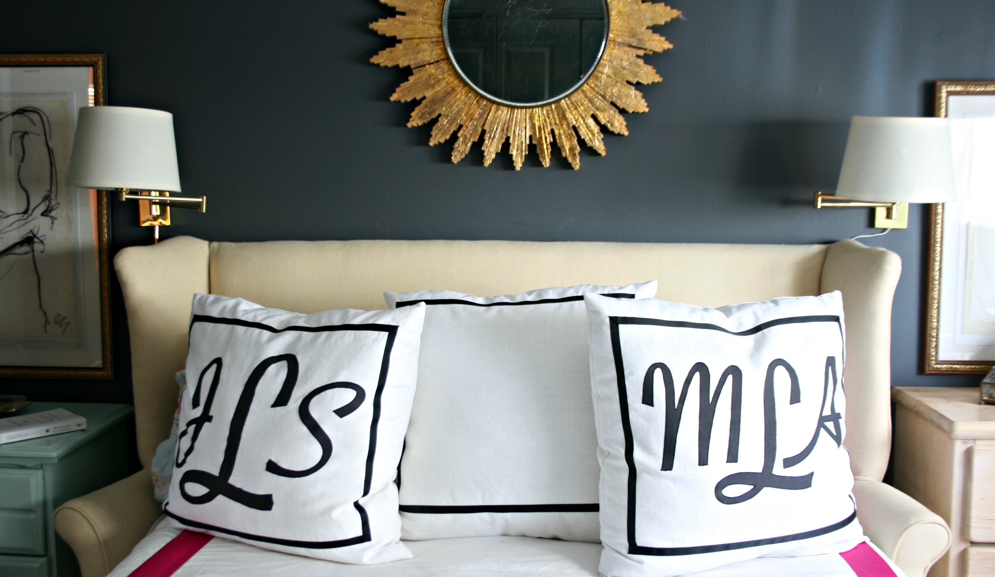 monogrammed applique pillows
