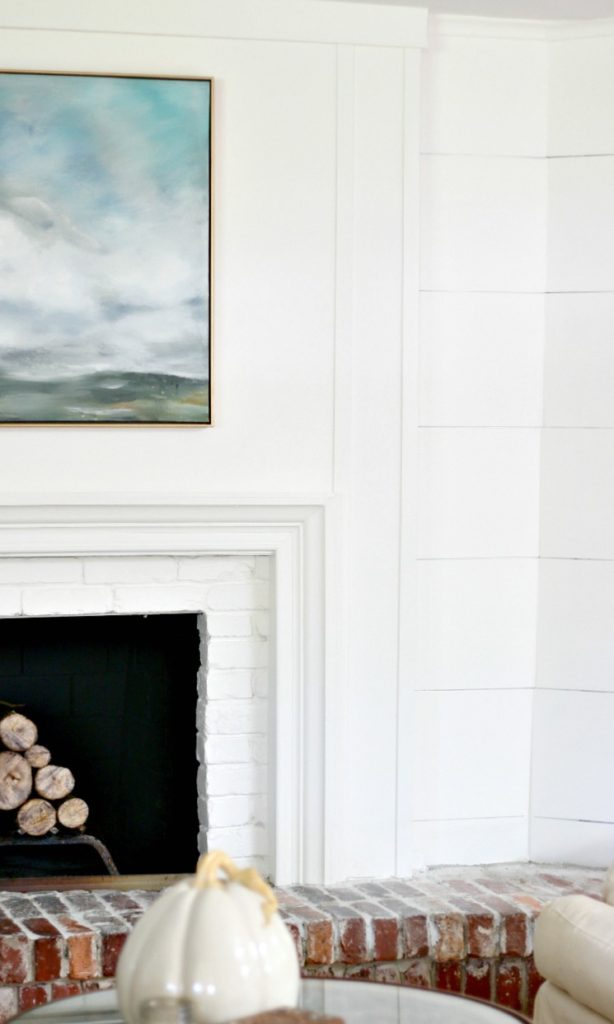 How I Refaced My 1970 S Brick Fireplace, How To Reface A Fireplace With Shiplap