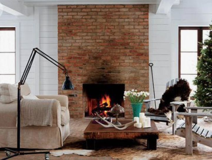 floor to ceiling brick fireplace