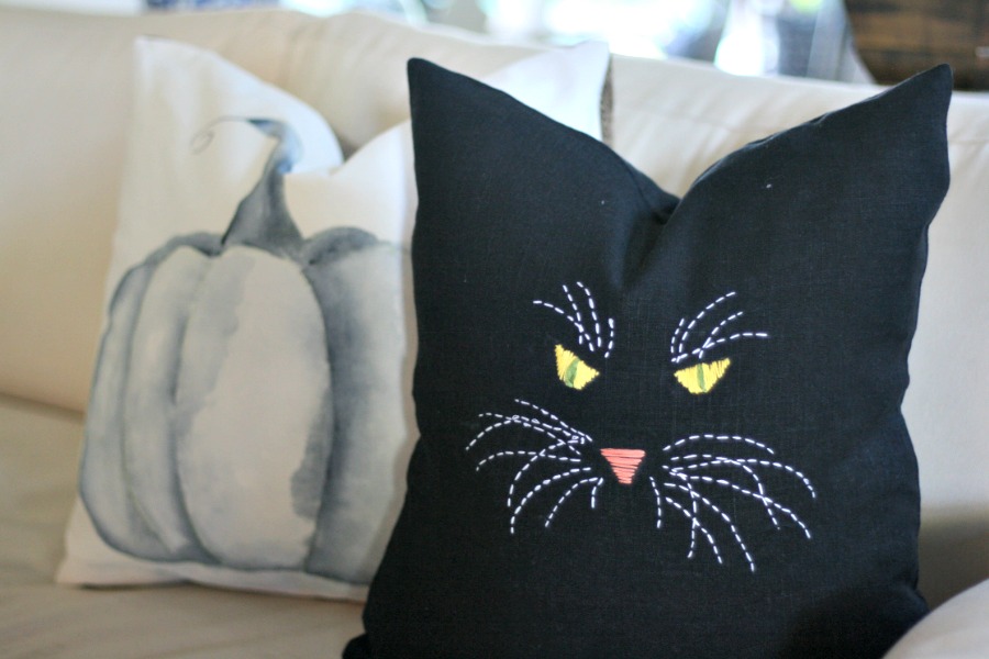 black cat pillow 